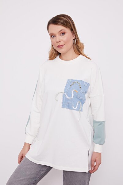 Levidor Φούτερ με λεπτομέρειες από τζιν εκρού