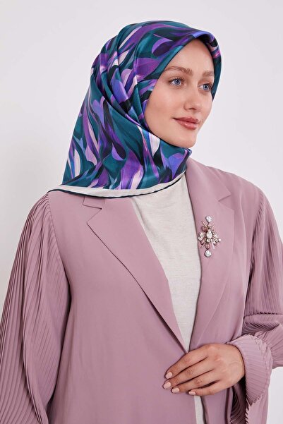 Levidor K.Green Marbled Pattern Twill Silk Scarf