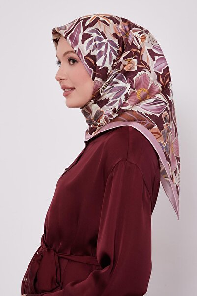 Levidor وشاح حريري بنمط بنتونيا وردي اللون