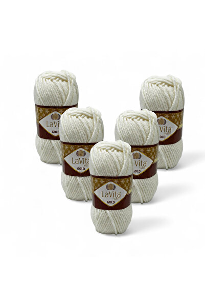 LaVita Yarn Fir de tricotat manual auriu 100% acrilic 500gr 5 BUCĂȚI (9502 KE...