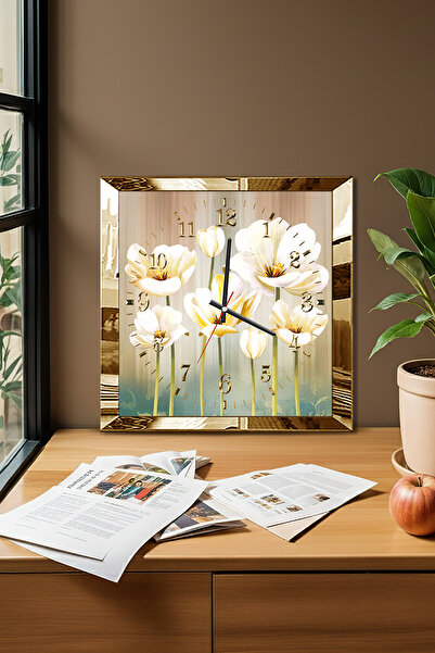 Zevahir Mobilya Dekorasyon Ceas de perete decorativ din MDF cu tematică de fl...