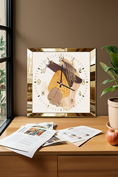 Zevahir Mobilya Dekorasyon Gold Framed Retro Knocks Themed Decorative Mdf Wall Clock