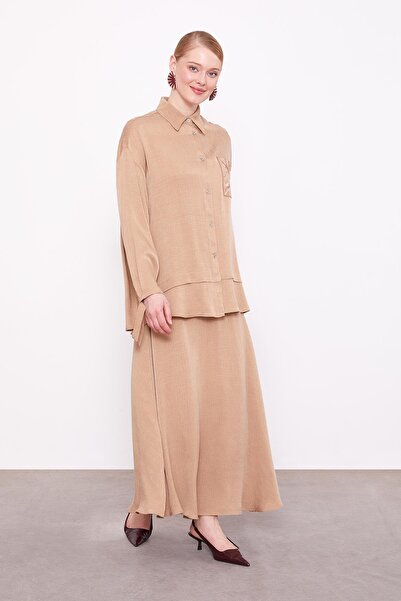 Levidor Camel Pocket Detailed Two-Piece Suit