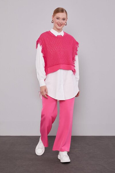 Levidor Φούξια Πλεκτά σετ κοστούμι με γιλέκο Πουκάμισο Διπλό Σετ