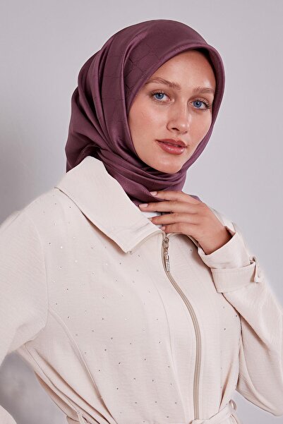 Levidor Monogram Silk Scarf with Violet Edge Stripe