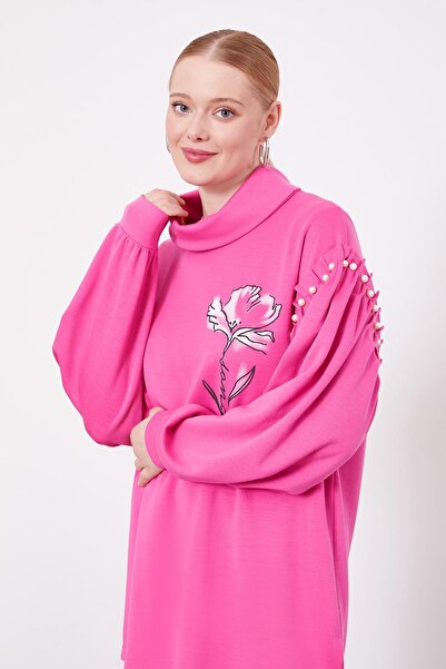 Levidor Fuşya İnci Kol Detaylı Spor Takım