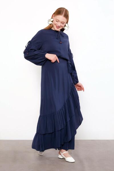 Levidor Navy Blue Side Tie Skirt Set