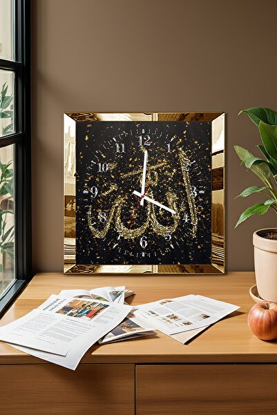 Zevahir Mobilya Dekorasyon Διακοσμητικό ρολόι τοίχου από MDF με χρυσό πλαίσιο...