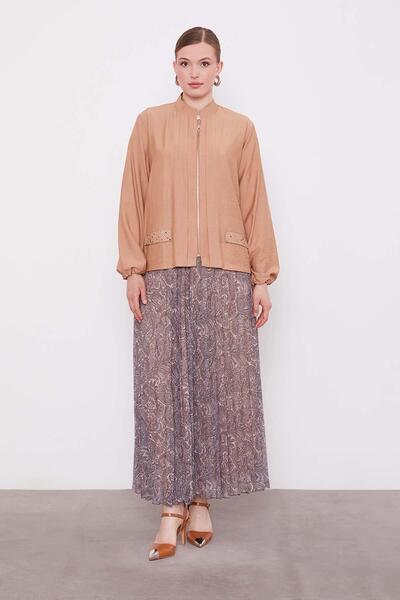 Levidor Camel Ethnic Pattern Skirt Set