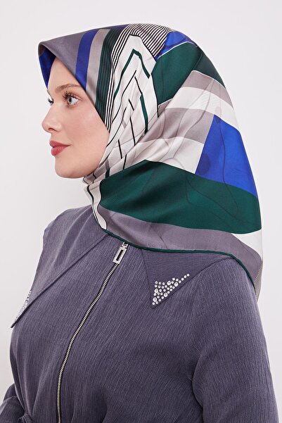 Levidor Emerald Maze Pattern Twill Silk Scarf