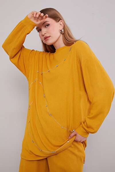 Levidor Mustard Stripe Stone Detailed Double Suit