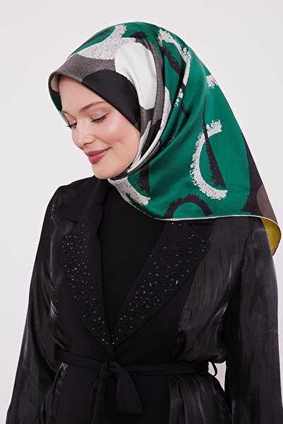 Levidor Black Round Pattern Twill Silk Scarf