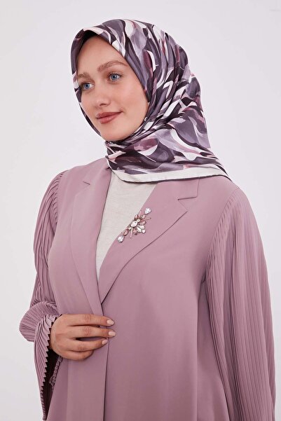 Levidor K.Mor Ebruli Pattern Twill Silk Scarf