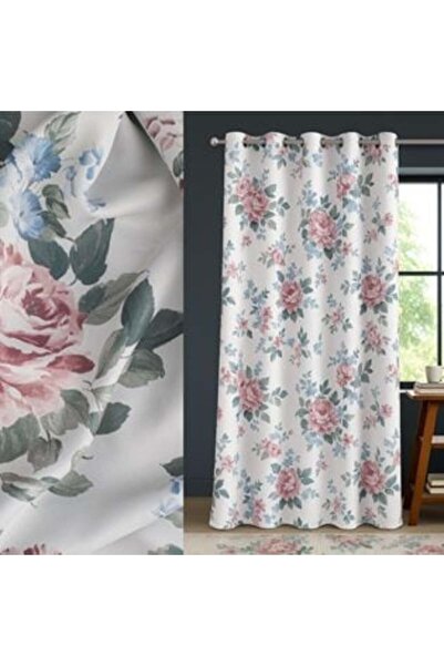 OEM Decorative Curtain Grey with Floral Pattern & Rings 140 x 260 cm