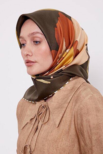 Levidor Μεταξωτό μαντήλι με σχέδιο λουλουδιών χακί