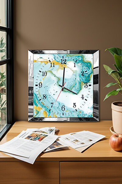 Zevahir Mobilya Dekorasyon Silver Framed Ocean Time Themed Decorative Mdf Wall Clock