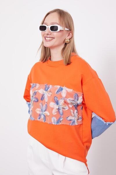 Levidor Πορτοκαλί τζιν με λεπτομέρεια λουλουδιών