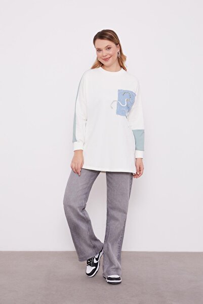 Levidor Φούτερ με λεπτομέρειες από τζιν εκρού