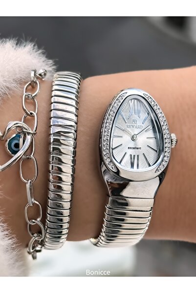 Reward Stone Snake Watch from Thick to Thin Single Tour, Small Case (24 Diameter), 3 Atm Silver Steel Band