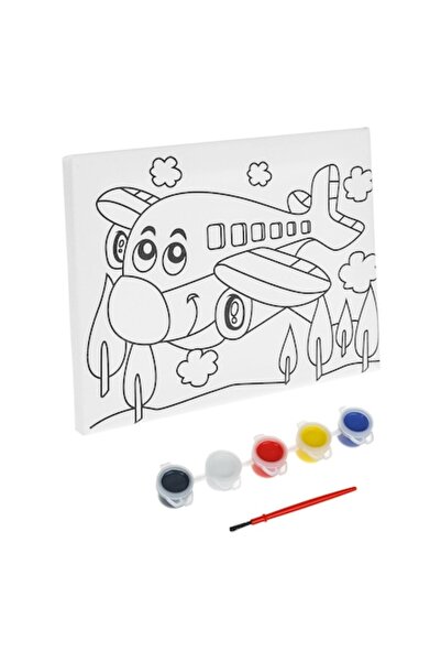 OEM Set de pictură, model de avion, pânză 20x15cm, vopsele acrilice multicolo...
