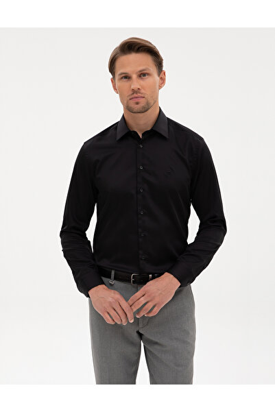 Pierre Cardin Siyah Non Iron Kolay Ütülenebilir Slim Fit Gömlek 50315254-VR046