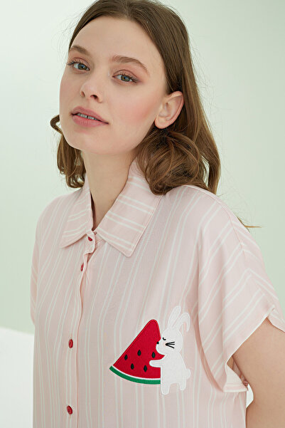 NBB Pink Watermelon Patterned Front Buttoned Pajama Set