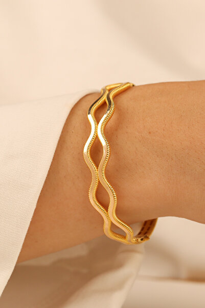 Çgk Çiğdem Gürel Kuyumculuk 8K Altın Dalga Model Kadın Kelepçe Bilezik – Şık,...