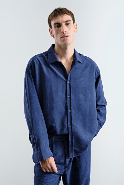 GIESTO Plied Effect Modal Dark Blue Trousers