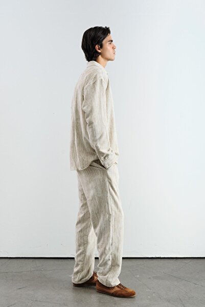 GIESTO Oversize Effect Velvet Beige Shirt