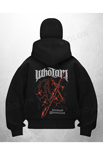 Bravebell سترة كارديجان مطبوعة باللون الأسود من Who Iam بتصميم قناع الثلج الس...