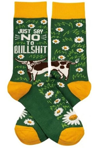 OEM Funny long socks with a bull, message "Just say NO to BULLSHiT", universal size