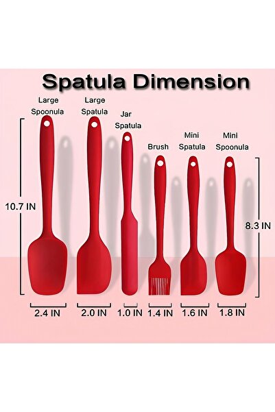 YAZICI طقم ملاعق سيليكون مقاومة للحرارة وغير قابلة للالتصاق 6 قطع باللون الأحمر