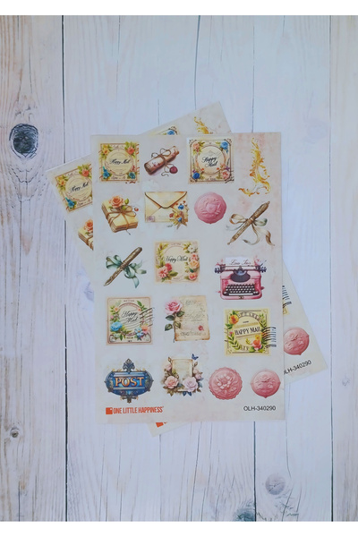 One Little Happiness Set de autocolante vintage pentru jurnal / potrivit pent...