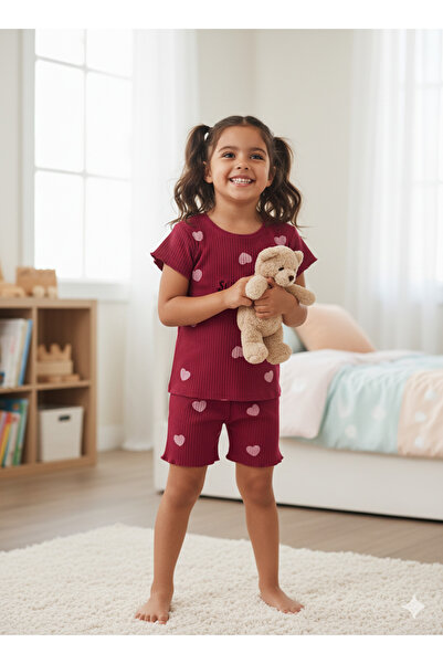 Selvira Set tricou și pantaloni scurți pentru fete Mini Hearts - 6 / 9 ani