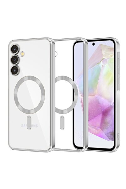 SKYDDAR INNOVATION Θήκη για Samsung Galaxy A35 5G, Πολυτελής Ασπίδα Magsafe, Αντικραδασμική Προστασία, Σετ Αυτοκόλλητων, Ασημί