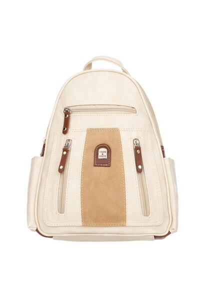 OEM Rucsac de damă, Charm & Shape, piele, bej/maro