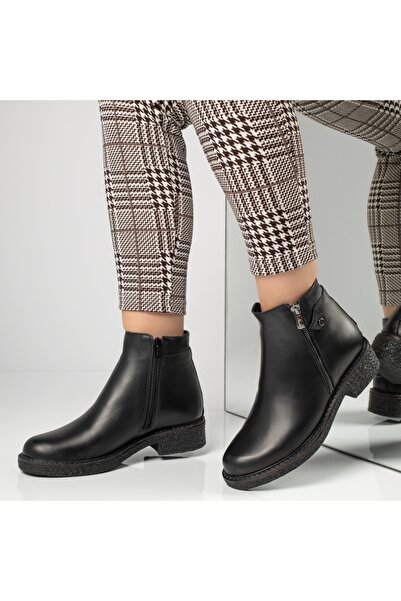 Modlet.ro Ghete de damă din piele neagră cu fermoar MOD12571