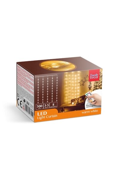 FAMİLY Perdea luminoasa de Craciun 300 LED-uri alb cald, pentru exterior sau ...