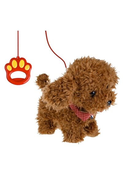 OEM Câine interactiv Canis maro cu lesă 80 cm, mișcare, sunet