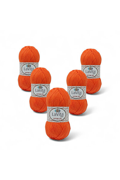 LaVita Yarn خيط حياكة يدوية من القطن لايف 50% قطن 50% أكريليك 500 جرام 5 قطع ...