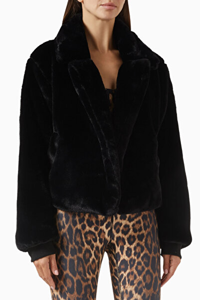Heroine Sport Blazer Jacket, Black Faux Fur Stylish and Luxurious Layer