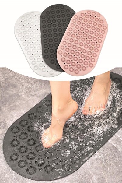 ALBBEK 2 Pieces Massage Silicone Bath Mat with Suction Cups for Bath and Shower, Non-Slip, Gray Color A-142