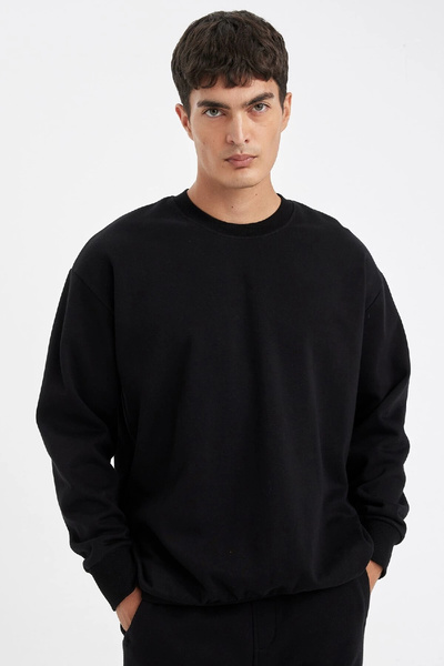 DeFacto Oversize Wide Fit Crew Neck Thick Basic Plain Sweatshirt T5139Az24Au