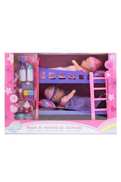 OEM Set de Joaca Pat Supraetajat cu 2 Papusi Bebelus & Accesorii