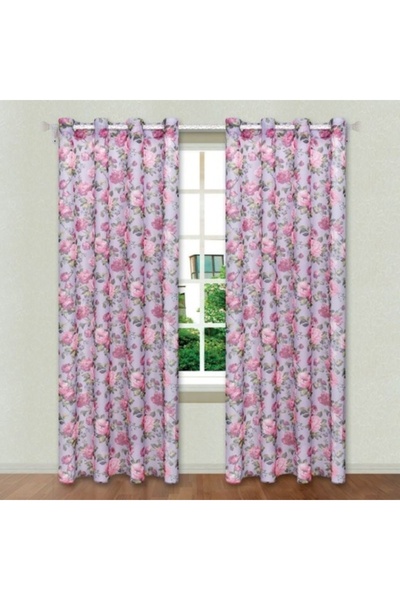 OEM Decorative Curtain with Rings, Medium Shading Level, 140 x 260 cm, Floral Pattern
