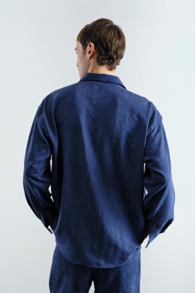 GIESTO Plied Effect Modal Dark Blue Trousers