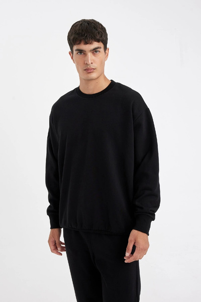 DeFacto Oversize Wide Fit Crew Neck Thick Basic Plain Sweatshirt T5139Az24Au