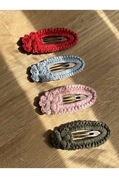 lavanderopa مشبك تثبيت محبوك بتفاصيل زهرة الأقحوان، مجموعة من 4 قطع