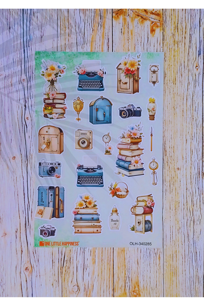 One Little Happiness Σετ αυτοκόλλητων με θέμα το βιβλίο Vintage Journal / Κατ...