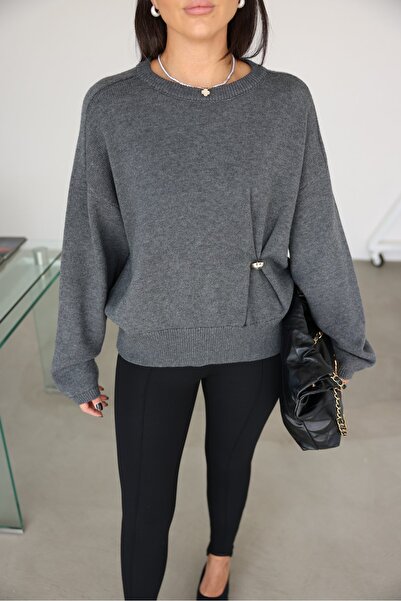 Özge Özgenç Drawstring Button Detailed Sweater